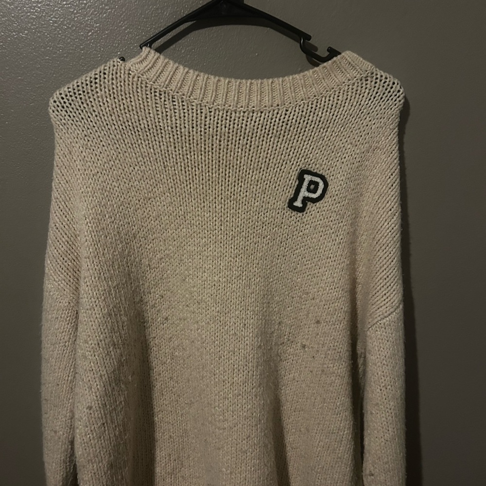 Cream Sweater with 'P' Patch